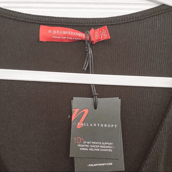 n:PHILANTHROPY Long Sleeve Crossbody Black Body Suit Small NWT - Picture 3 of 6